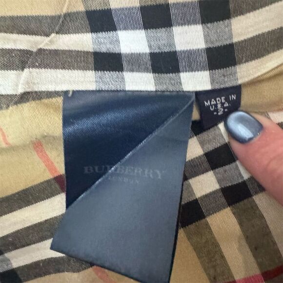 EUC Burberry Women's Hooded Trench Coat Beige Nova Check Lining Size 2 - Picture 7 of 8